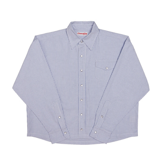 "Blusa" Oxford Cloth Button Down (Pinstripe Blue)