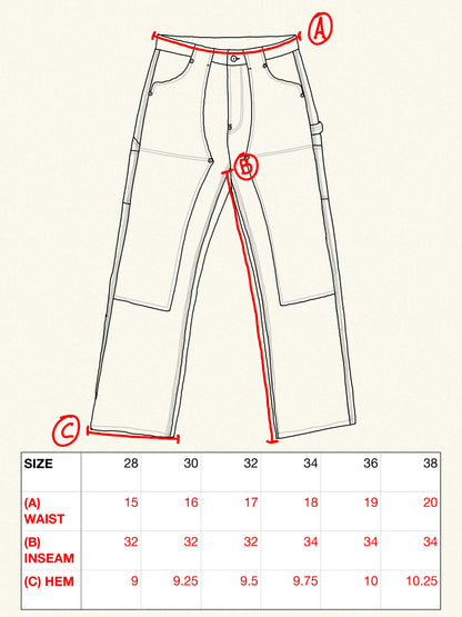 "Engineer" Double Knee Trousers (Laguna Wash)